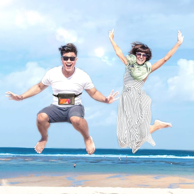 SYNCWIRE Waterproof Pouch Bag with Adjustable Waist Strap (2 Pack) - IP68 Waterproof Waist Bag Screen Touchable Dry Bag with Adjustable Belt for Beach, Swimming, Boating, Fishing, Hiking, etc