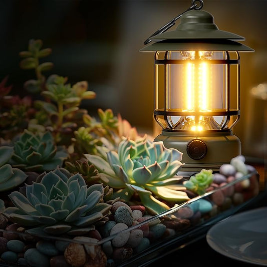 3 Pack LED Camping Lanterns Battery Powered Rechargeable Lantern with Stepless Dimming Vintage Portable Camping Lights & Lanterns for Emergency Fishing Camping Hiking Power Outage Tabletop