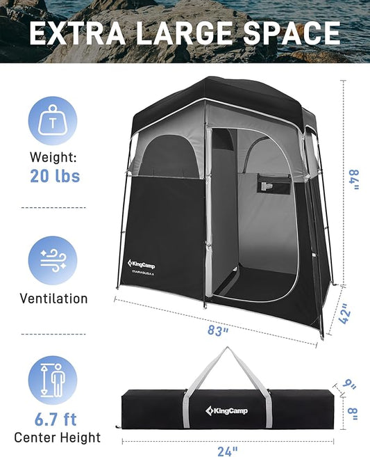 KingCamp Shower Tent, Portable Privacy Tent Outdoor Camping 1/2 Room Toilet Tents with Shower Bag & Dressing Room for Travel Beach Tailgate