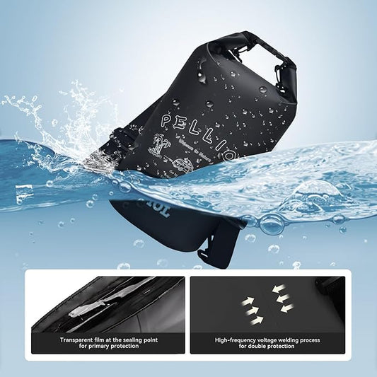 Waterproof Dry Bag 10L Tough & Water-repellent Storage Bag with Adjustable Shoulder Straps Lightweight Portable Backpack Dry Bags for Kayaking Black