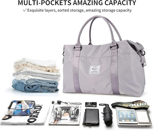 Travel Duffel Bag,Sports Tote Gym Bag,Shoulder Weekender Overnight Bag for Women