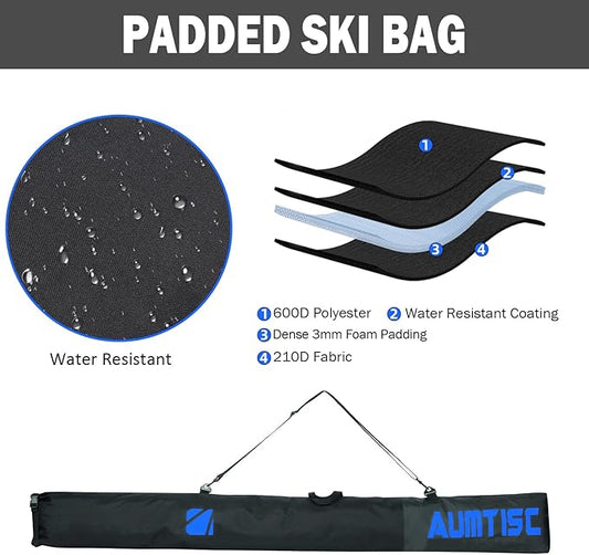 AUMTISC Ski Bag and Boot Bag Combo, Padded Ski Bags for Air Travel Flying, Adjustable Length for Skis Up to 200 cm and Boots Up to Size 13