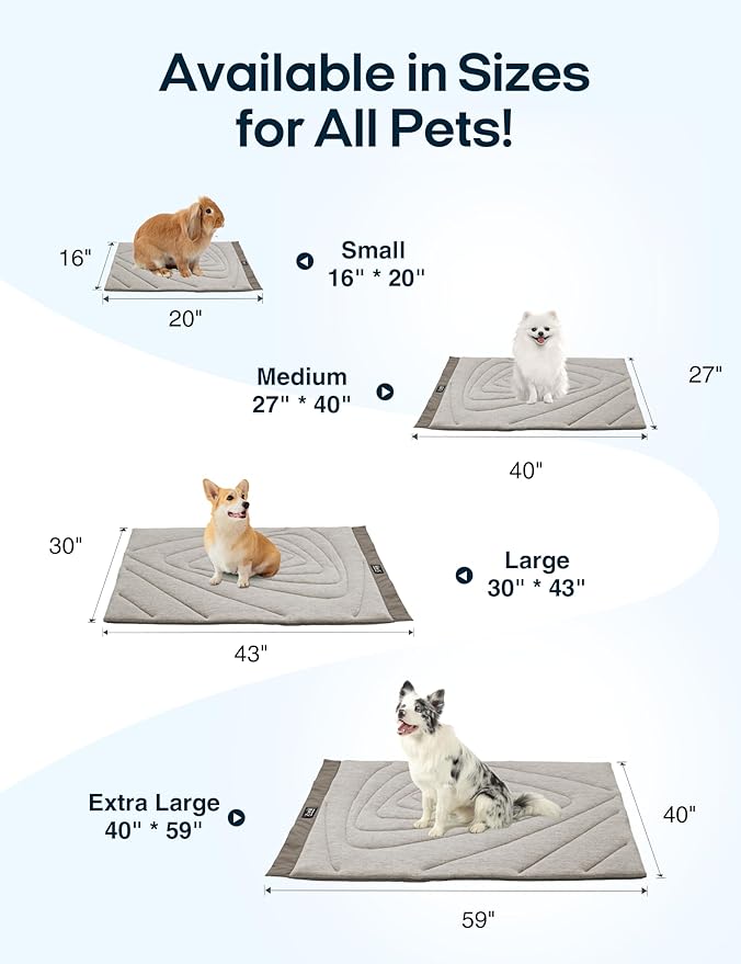 ZonLi Dog Cooling Mat, 20" x 16"Small, Waterproof Cooling Pad for Cats & Rabbits, Portable & Durable Pet Mat for Crate, Trunk, Camping, Outdoors, Machine Washable, Pebble Grey