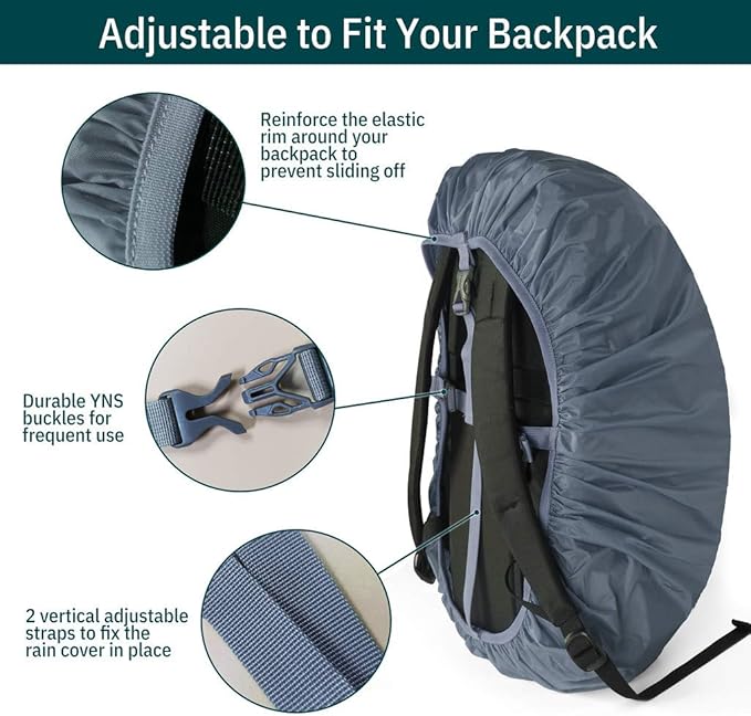 Unigear Backpack Rain Cover Waterproof Rating 5000mm, Ultraportable and Durable with 2 Anti-Slip Buckle Strap, Integrated Carry Pouch Design