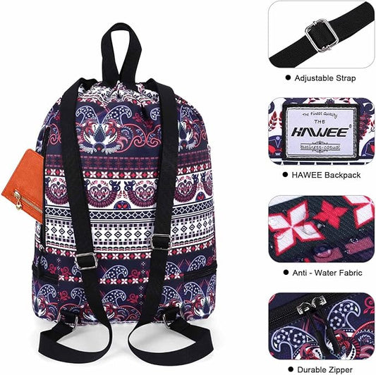 Dry Wet Drawstring Backpack with Shoe Compartment for Women Adjustable Gym Bag