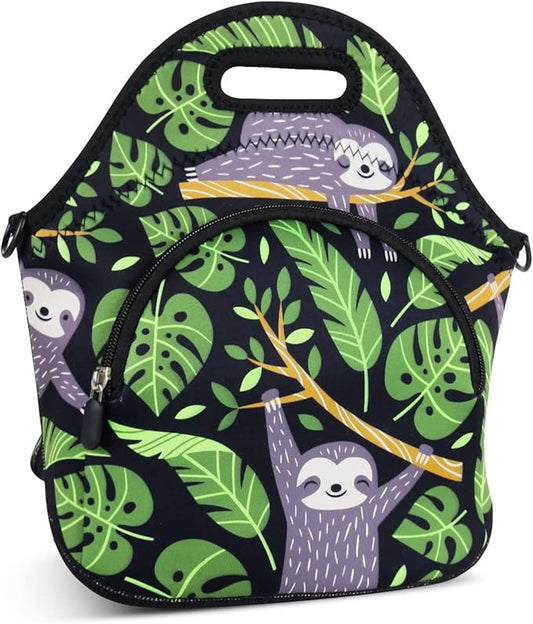 Violet Mist Neoprene Lunch Bag Tote Reusable Insulated Lunch Box with Adjustable Shoulder Strap&Pocket for Women,Men,Adults