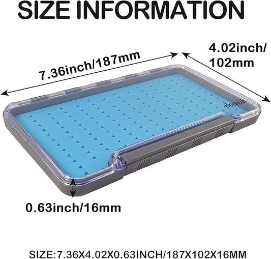 AVENTIK EUPHENG Fly Fishing Boxes Silicone Super Slim Fishing Storage Fishing Tackle Case Waterproof Pocket 7.36"X4.02"X0.63"/5.39"X3.74" X0.63'' (2PC-G048LB blue silicone:7.36"X4.02"X0.63")