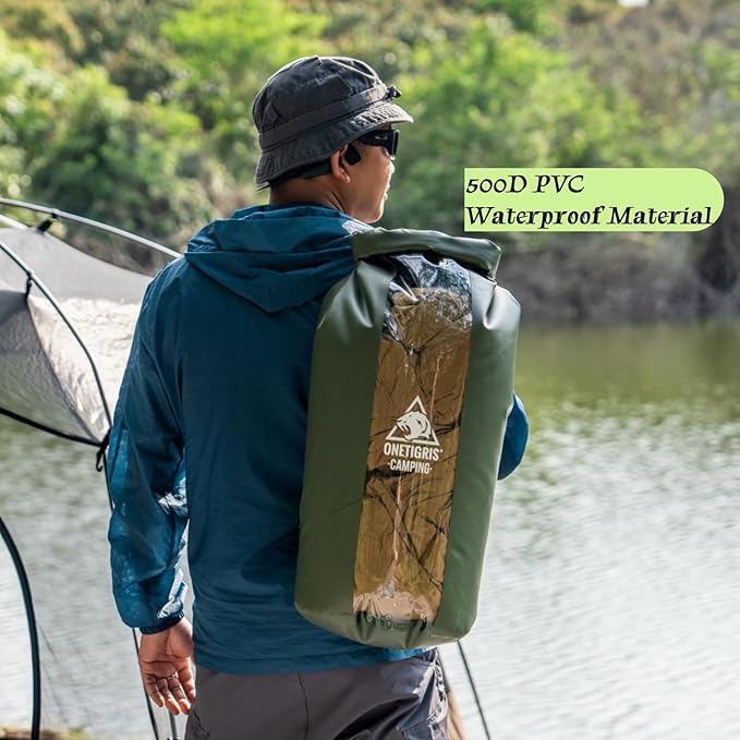 OneTigris Waterproof Backpack, 30L Dry Bag Roll Top Backpack Keeps Gear Dry with Transparent Window, Shoulder Strap for Kayaking, Rafting, Boating, Swimming, Camping, Hiking, Beach, Fishing