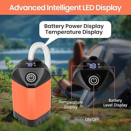 Portable Camping Shower with 7800mAh Battery - 3 Spray Modes, IPX7 Waterproof & Powerful Suction for Indoor, Camping, Beach Travel, RV Life, Pet Bathing, Gardening