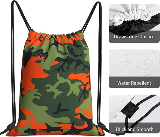 Camo Drawstring Bag Camouflage Map Gym Backpack Sports Backpack Lightweight Waterproof Bags for Men Women Outdoor Gym Sport