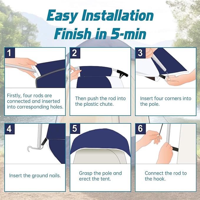 Camping Shower Tent - Outdoor Privacy Tent with Solar Shower Bag - 84.6" H*60" W Privacy Shelter for Outdoor Bathroom, Changing Room & Fishing, UV Resistant&Waterproof Camping Bathroom