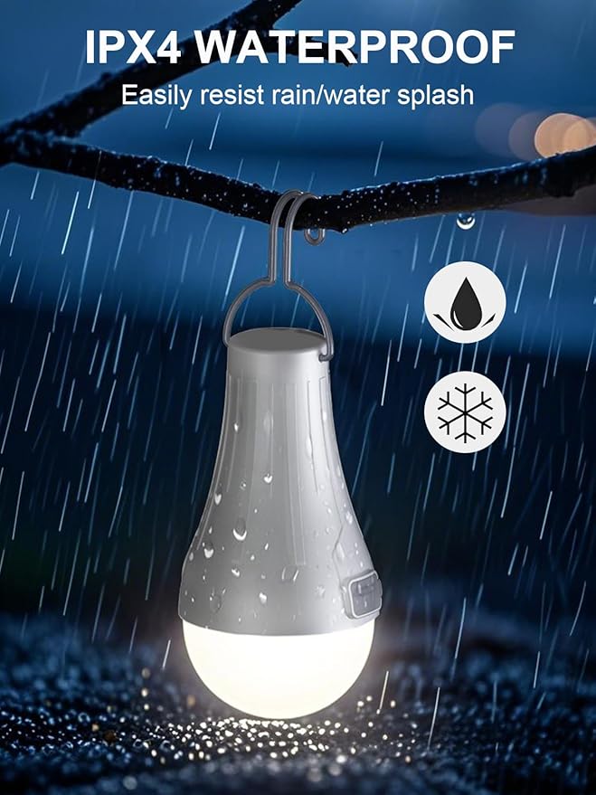 LED Tent Lights Rechargeable Camping Light Bulbs, Gifts for Men Dad Grandpa, 2-Pack Waterproof LED Tent Lamp with 4 Lighting Modes for Outdoor Camping Hiking Hurricane