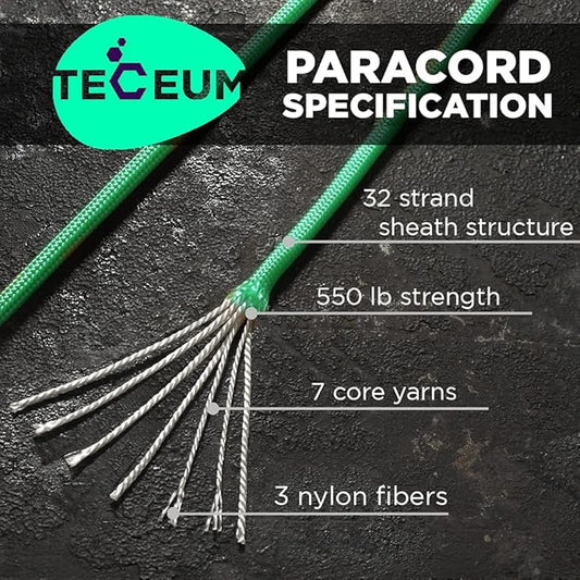 TECEUM Heavy Duty Rope 1000 – 1000ft / 200ft / 100ft / 50ft – 40+ Colors – Utility Rope for Survival & Camping Gear – Nylon String, Camping Rope, para Cord, Utility Nylon Rope, Tent Cord