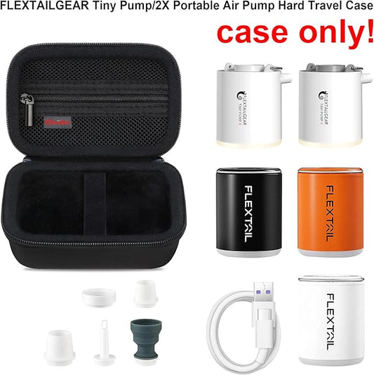 Elonbo Hard Travel Case for FLEXTAILGEAR Tiny Pump/2X Portable Air Pump for Pool Floats Air Bed Air Mattress Swimming Ring Inflatables Sleeping Pads, Small Mini Rechargeable Air Pump Cover Holder Bag