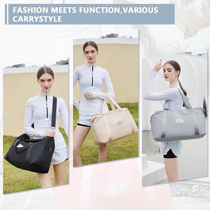 Gym bag for Women, Travel Duffel Bags with Trolley Sleeve, Weekender Overnight Bag, Carry on Tote Bag Dance Bag