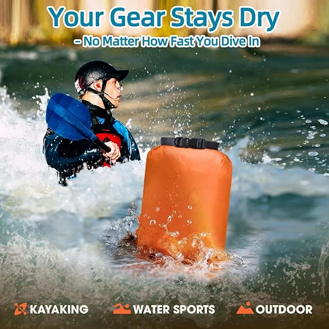 6 Pcs Dry Bags Waterproof,Lightweight dry bags for kayaking waterproof,Multi-Size Outdoor dry sack Waterproof Bag for Boating, Beach, Hiking(3L,5L,8L,12L,15L,25L)