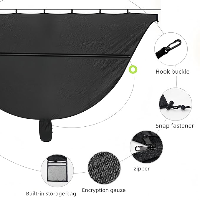 Hammock Mosquito Net, Extra Large Opening,Camping & Hiking Accessory,Anti-Mosquito Protection,Lightweight & Portable,Compatible with Most Hammocks.