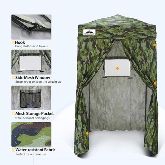 EAGLE PEAK Flex Ultra Compact 4x4 Pop-up Canopy, Sun Shelter, Changing Room, Portable Privacy Canopy Cabana for Pool, Fashion Photoshoots, or Camping, 4x4 ft, Camo