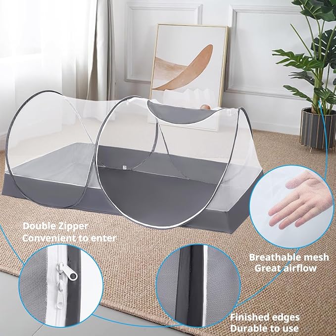 Mengersi Portable Mosquito Net Foldable Pop Up Tent for Twin Size Bed,Bed Canopy Mosquito Tent for Bed Camping Travel Patio,Free Installation