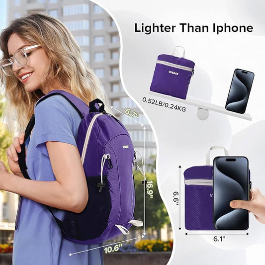 15L Water-resistant Hiking Daypack, Small Backpack Travel Outdoor, Lightweight Day Pack with Tool Loops