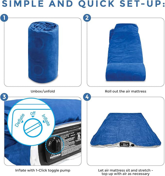 SoundAsleep Dream Series Luxury Air Mattress with ComfortCoil Technology & Built-in High Capacity Pump for Home & Camping- Double Height, Adjustable, Inflatable Blow Up, Portable - Twin Size