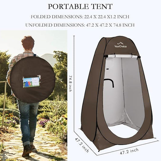 Your Choice Pop Up Privacy Shower Tent - Portable Changing Tent for Camping, Beach & Hiking - 6.2FT Lightweight with Carry Bag, Quick Setup & Full Coverage