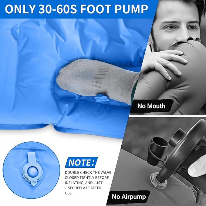 78in x 29in x 5in Camping Sleeping Pad, Upgraded Durable Waterproof Compact Traveling Air Mattress, Built-in Foot Pump, Ultralight Inflatable Sleeping Mat for Backpacking, Hiking