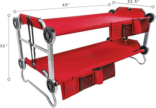 Disc-O-Bed Youth Double Cot Kid-O-Bunk, Modular for Bunk Beds, Dual Cots, or Bench with 2 Carry Bags for Portable Transport