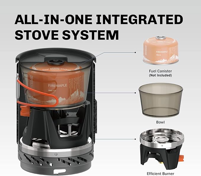 Fire-Maple "Fixed Star 1" Backpacking and Camping Stove System | Outdoor Propane Cooking Gear | Portable Pot/Jet Burner Set | Ideal for Hiking, Trekking, Fishing, Hunting Trips and Emergency Use