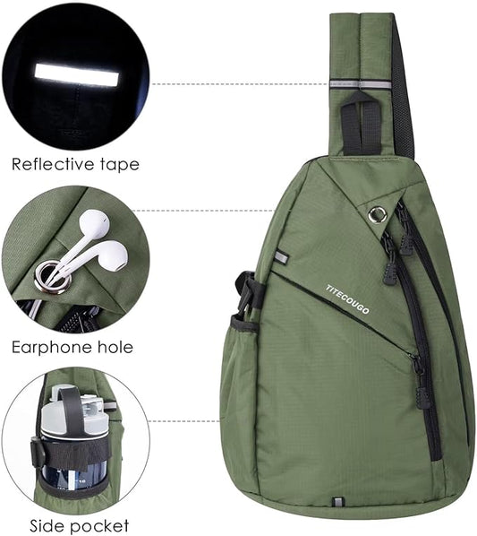 TITECOUGO Sling Bag Crossbody Shoulder Outdoor Travel Hiking Backpack for Women & Men