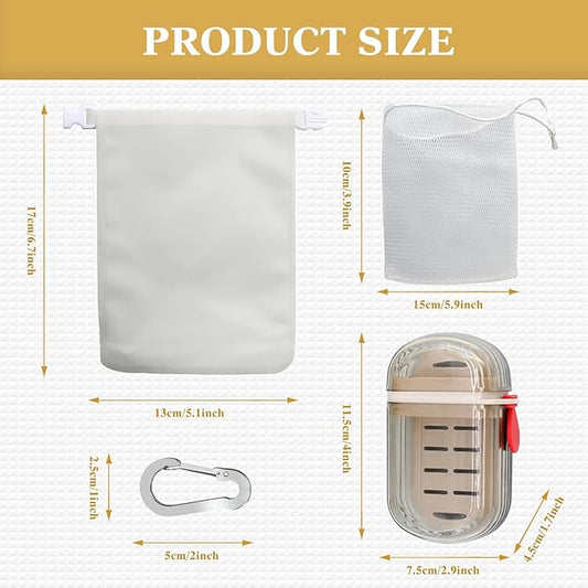 4 Pcs Travel Soap Bag, Waterproof Leakproof Quick Dry Bar Soap Travel Container, Soap Saver Pouch for Camping, Hiking, Hotel Essentials, Portable Soap Holder Travel Case, Soap Travel Bag