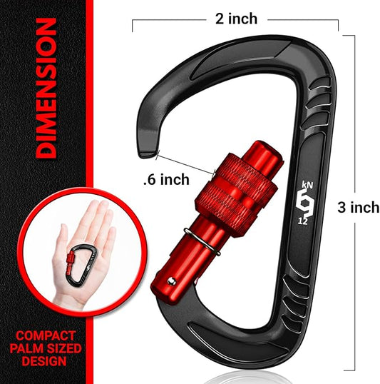 12kN (2697 lbs) Heavy Duty, Locking, Auto Locking, Wiregate Carabiner Clips, for Securing Pets, Outdoor, Camping, Hiking, Hammock, Dog Leash Harness, Keychains