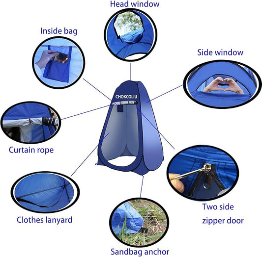 Camping Shower Tent Privacy Tent - Upgrade Shower Bag Pop Up Changing Toilet Portable Sun Shelters Dressing Room Instant Outdoor for Camping Hiking Beach Picnic Fishing with Carrying Bag (Blue)