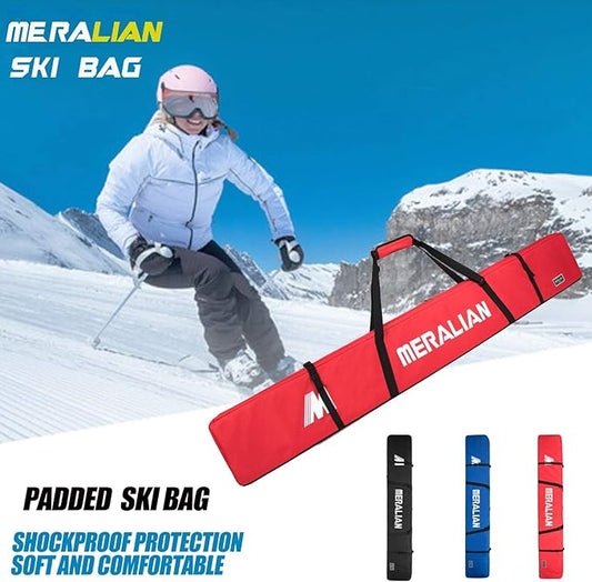 Padded Ski Bag,Waterproof Full Padded Single Ski Travel Bag with Adjustable Shoulder Strap.