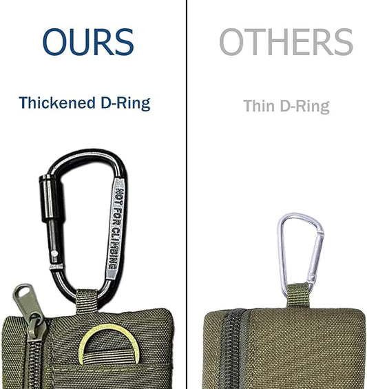 3 Pack Tactical EDC Keychain Pouch with Upgraded D-Ring - Military Mini Molle Utility Organizer for Outdoor, Hiking, Camping, Belt Gear, Zipper Pocket Bag