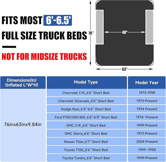 Umbrauto Air Mattress for 6-6.5ft Full Size Truck Bed, Inflatable Pickup Airbed with Pump, Tent Camping Sleeping Pad for Outdoor Travel