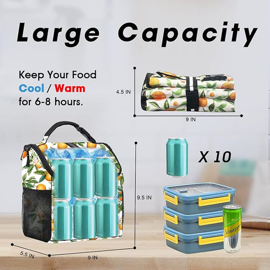 VLM Lunch Box for Women, Insulated Lunch Bag Women with Adjustable Shoulder Strap, Cute Lunch Tote Bag for Work,Picnic,Camping