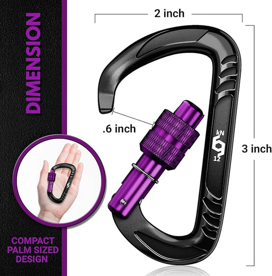 12kN (2697 lbs) Heavy Duty, Locking, Auto Locking, Wiregate Carabiner Clips, for Securing Pets, Outdoor, Camping, Hiking, Hammock, Dog Leash Harness, Keychains