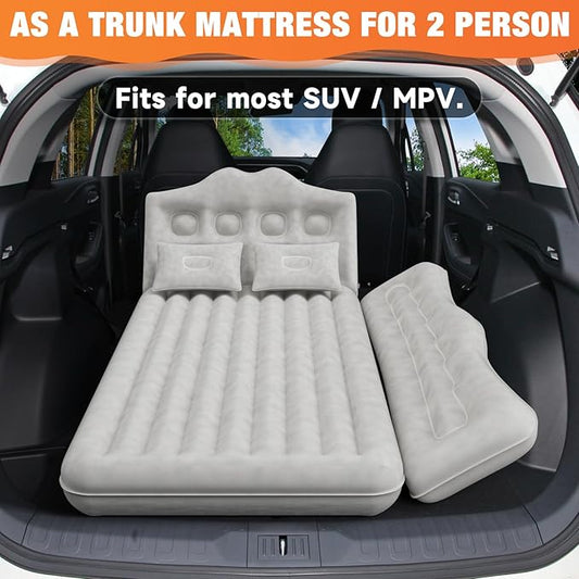Car Air Mattress Back Seat: Inflatable Car Mattress for Back SUV, Car Beds Thickened Camping Air Mattress with Air Pump, Portable Car Travel Sleeping Mattres for Truck, SUV, Sedan(Grey)