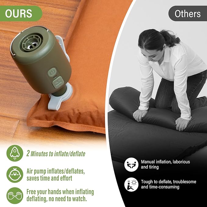 SUV Air Mattress Car Bed Camping, Inflatable Car Camping Pad with Air Pump, Ultrathick Memory Foam Camping Mattress, 9.0 R-Value Insulated Sleeping Pad 2 Person, Camping Mat for Hiking and Backpacking