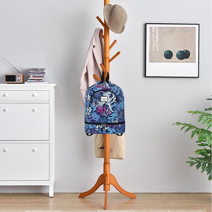 Dry Wet Drawstring Backpack with Shoe Compartment for Women Adjustable Gym Bag