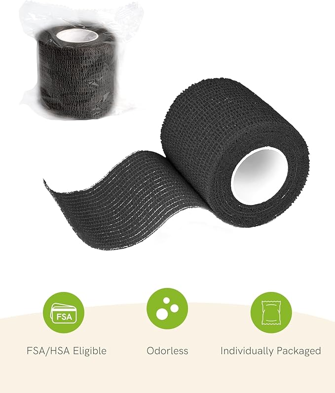FriCARE Self Adhesive Bandage Wrap, Medical Tape in First Aid Kit, Cohesive Bandages for Wounds Sport Vet, FSA/HSA Eligible, 2 Inches X 5 Yards 6 Rolls, Classic