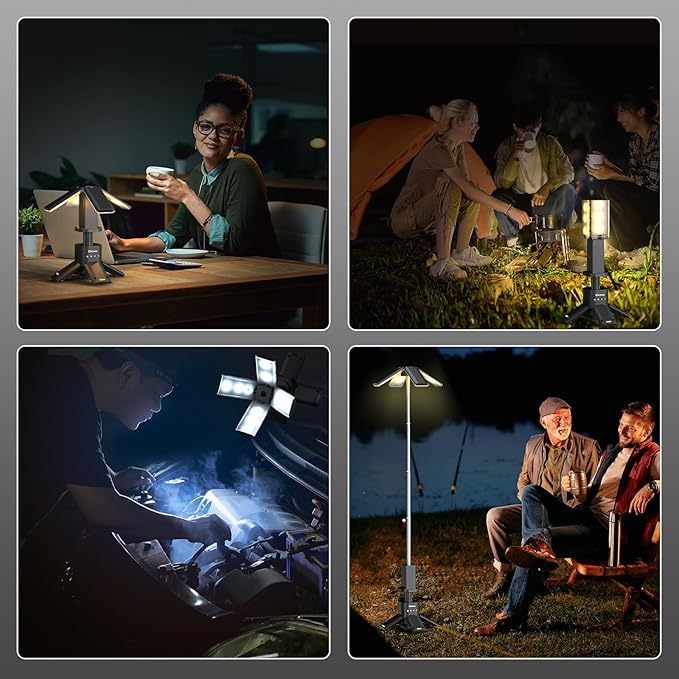 Telescopic Camping Lights Rechargeable 14000 mAh Led Multifunction Magnetic Lanterns Job Site Lighting Cordless Dimmable Camping Tent Lamp Portable Power Supply 6000LM IPX5 Waterproof