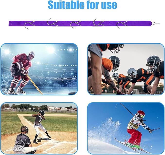 Hockey Hanger Portable Hanging Dryig Rack Hockey Gifts for Home and Outdoor Using in Ice Hockey Skating Football Camping Fishing 5 Hooks (Purple)