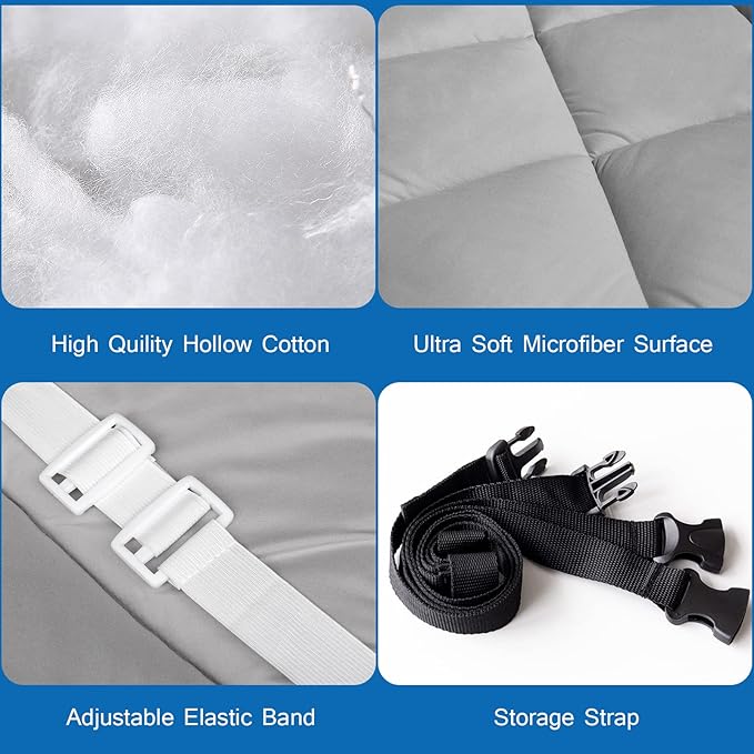Cot Mattress Pad (Improved Thickness) Quilted Cot Pads for Camping, Sleeping Mattress Topper 30" X 75" for Camp/Rv Bunk/Narrow Twin Beds
