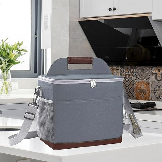 24-Can Insulated Lunch Bag for Women & Men - Large Soft Cooler Box with Leakproof Design, Lightweight Thermal Tote for Work, Travel, Picnic, Camping (Gray)