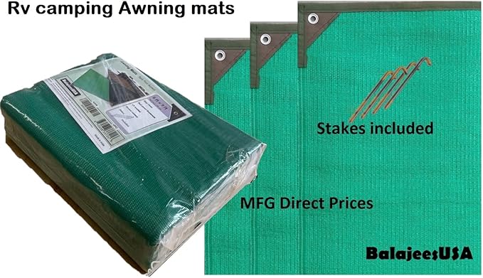 BalajeesUSA Outdoor Rug - 9x18 Green, rv Awning mat Reversible Recycled Plastic Straw mat Outdoor Patio Rugs Clearance Waterproof Large RV Camper Mats 7230
