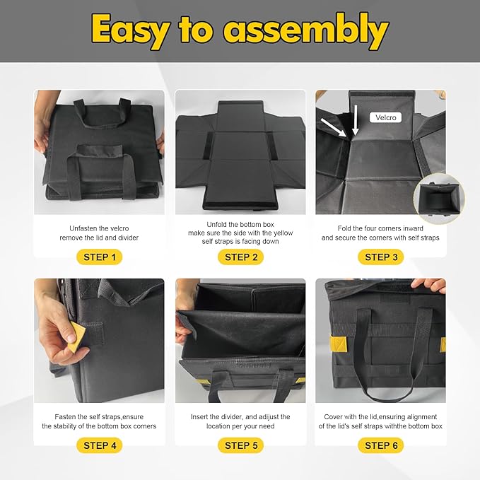 Multifunctional Camping Storage Duffel Bag With Handles,Picnic Camping Organizer with Adjustable Dividers,Large Tool Tote Bag Collapsible for Outdoor Camping/Sports/Travel/GYM-Black