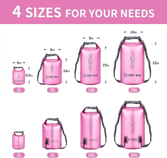 Waterproof Dry Bag - Roll Top Transparent Storage Bag,2L/5L/10L/20L,Suitable for Traveling, Swimming, Kayaking, Camping, Fishing, Rainy Day Trips