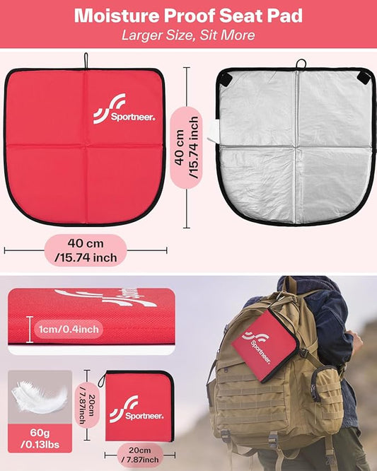 Sportneer Sitting Pad, Sit Pads for Backpacking Portable Camping Sit Pad Waterproof Folding Pad Stadium Seat Pad for for Camping Picnics Hiking